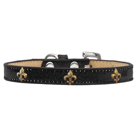 MIRAGE PET PRODUCTS Bronze Fleur De Lis Widget Dog CollarBlack Ice Cream Size 16 633-16 BK16